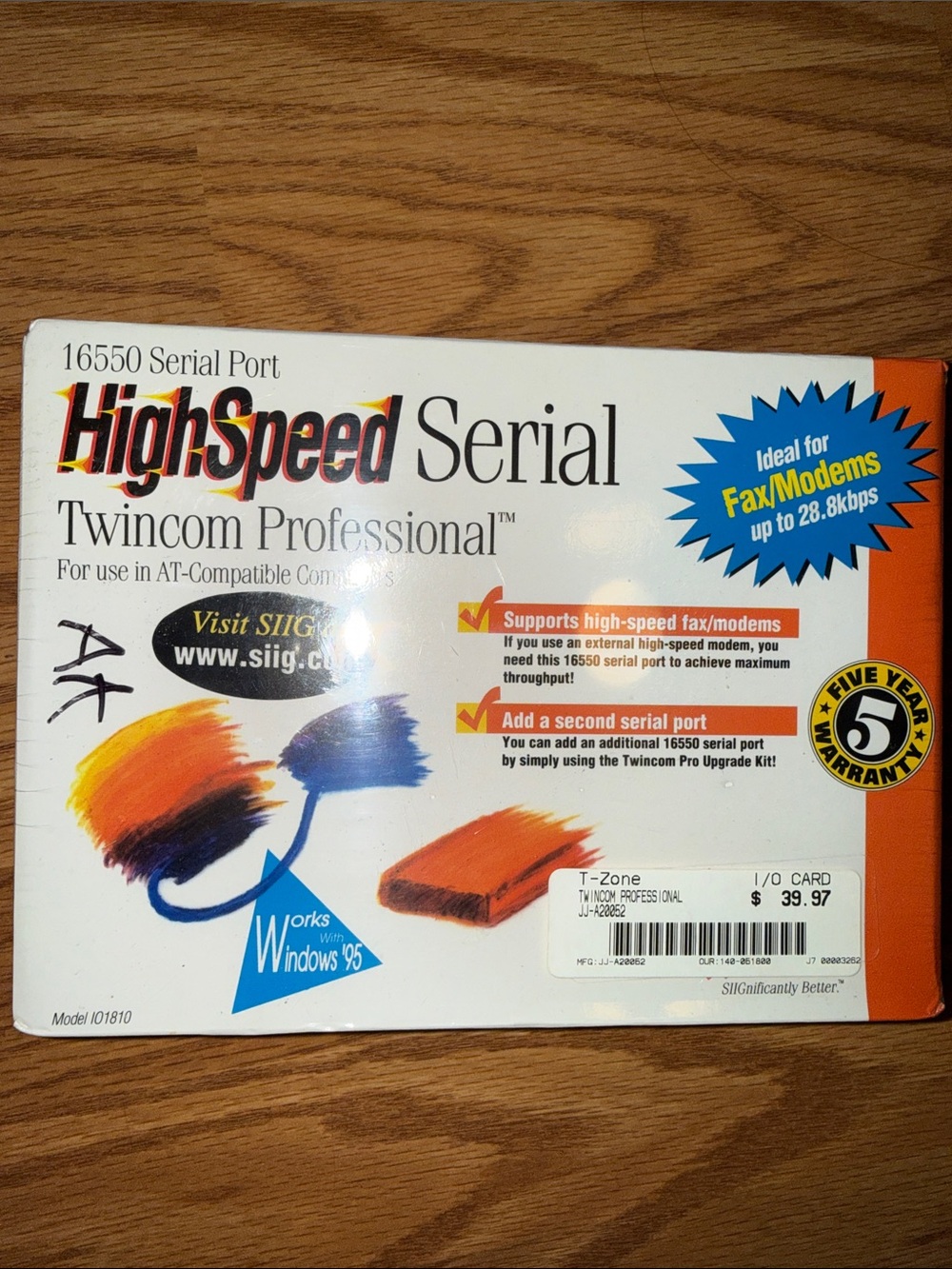 SIIG IO-1810 High Speed ISA Modem - 16550 Serial Port JJ-A20052 NOS SEALED